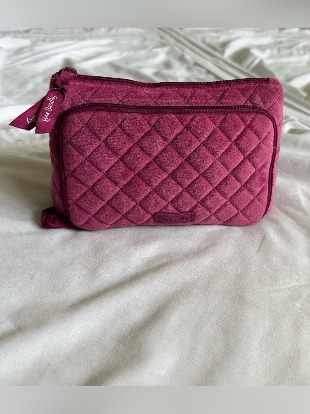 Vera Bradley Quilted Cosmetic Travel Pouch in Magenta EUC